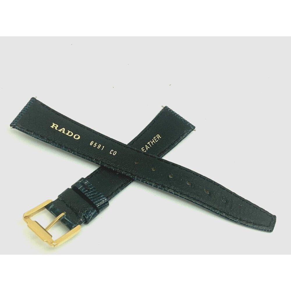 Rado Watch Replacement Band Blue Leather Strap 17mm Lug Gold Steel Buckle